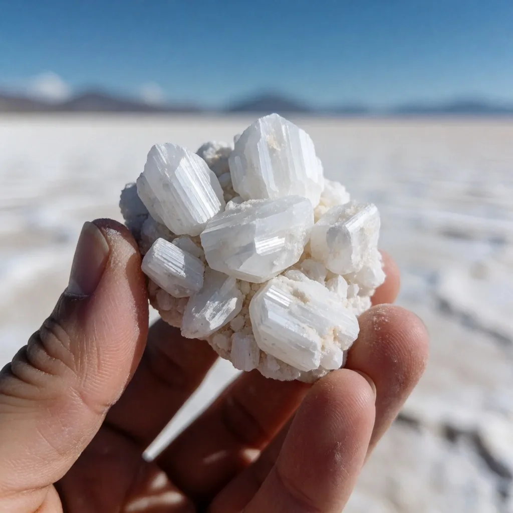 Cristales de litio en salmueras de evaporación