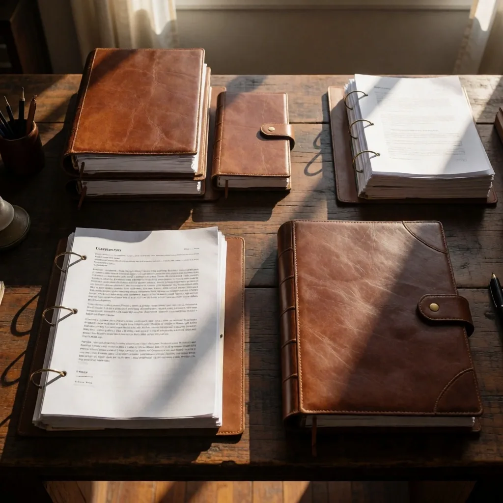 Documentos legales y carpetas organizadas en un escritorio