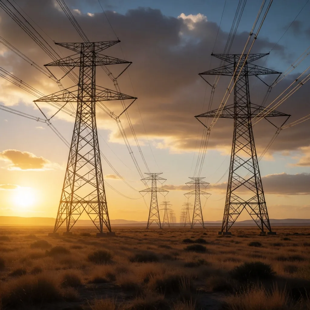 Líneas de alta tensión en la Pampa argentina
