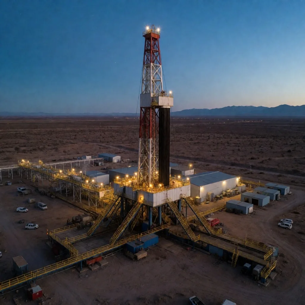Plataforma de perforación de gas de esquisto en Vaca Muerta, Neuquén