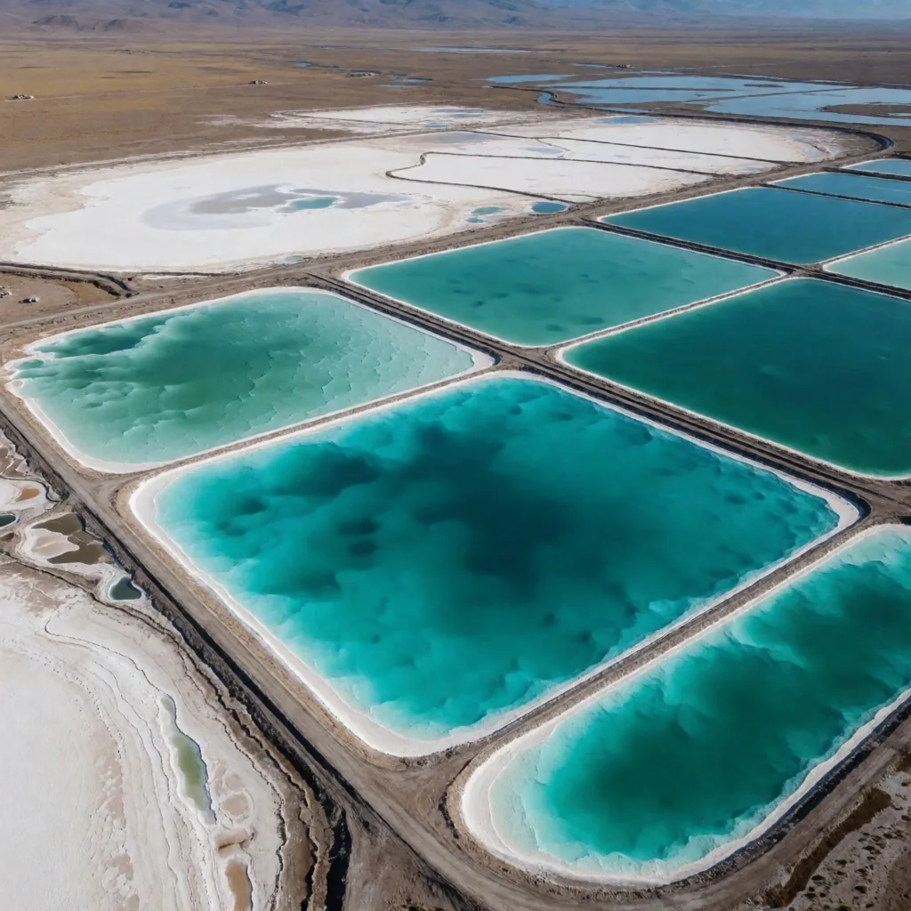Piletas de evaporación de litio en la Puna argentina