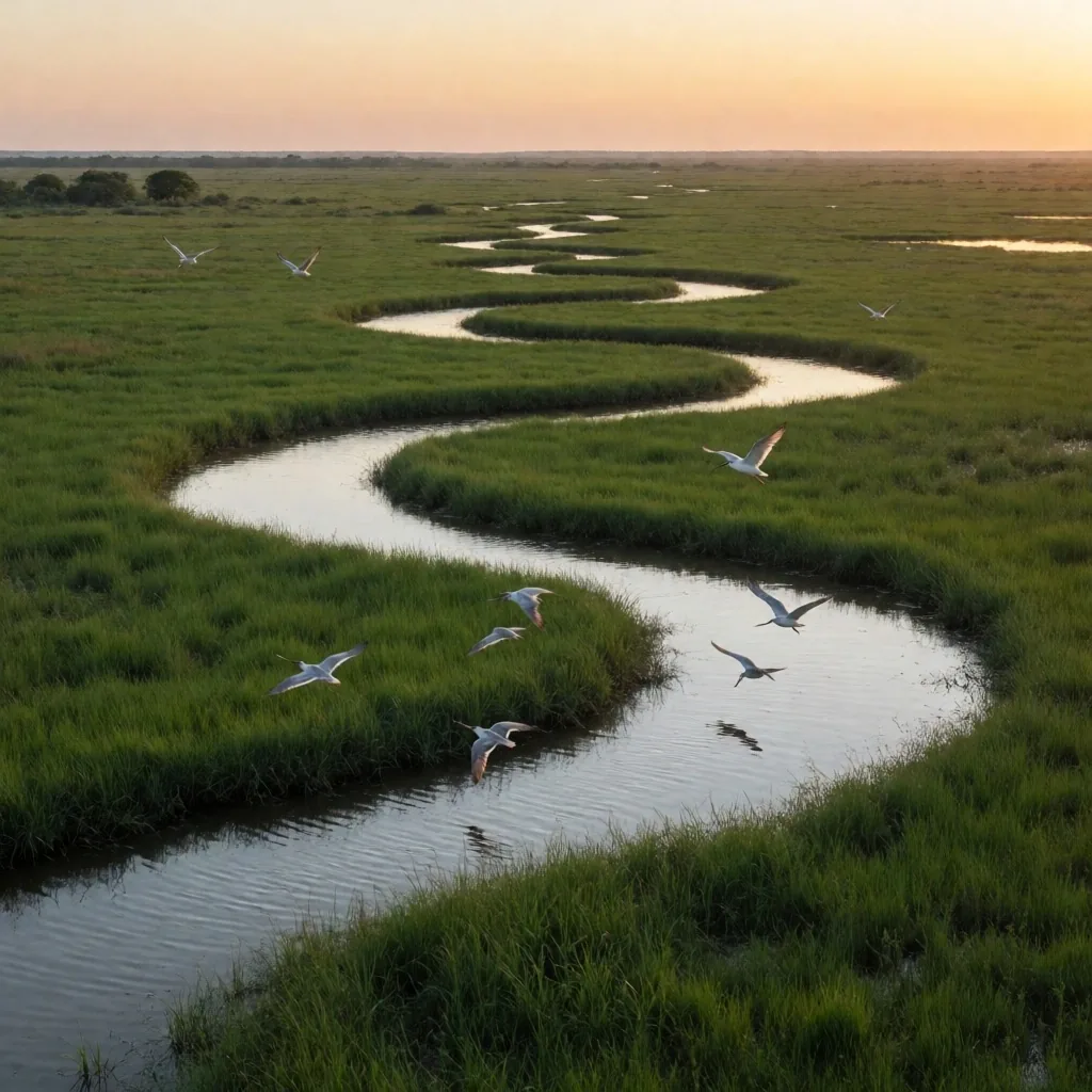 Humedal en el noreste argentino al atardecer