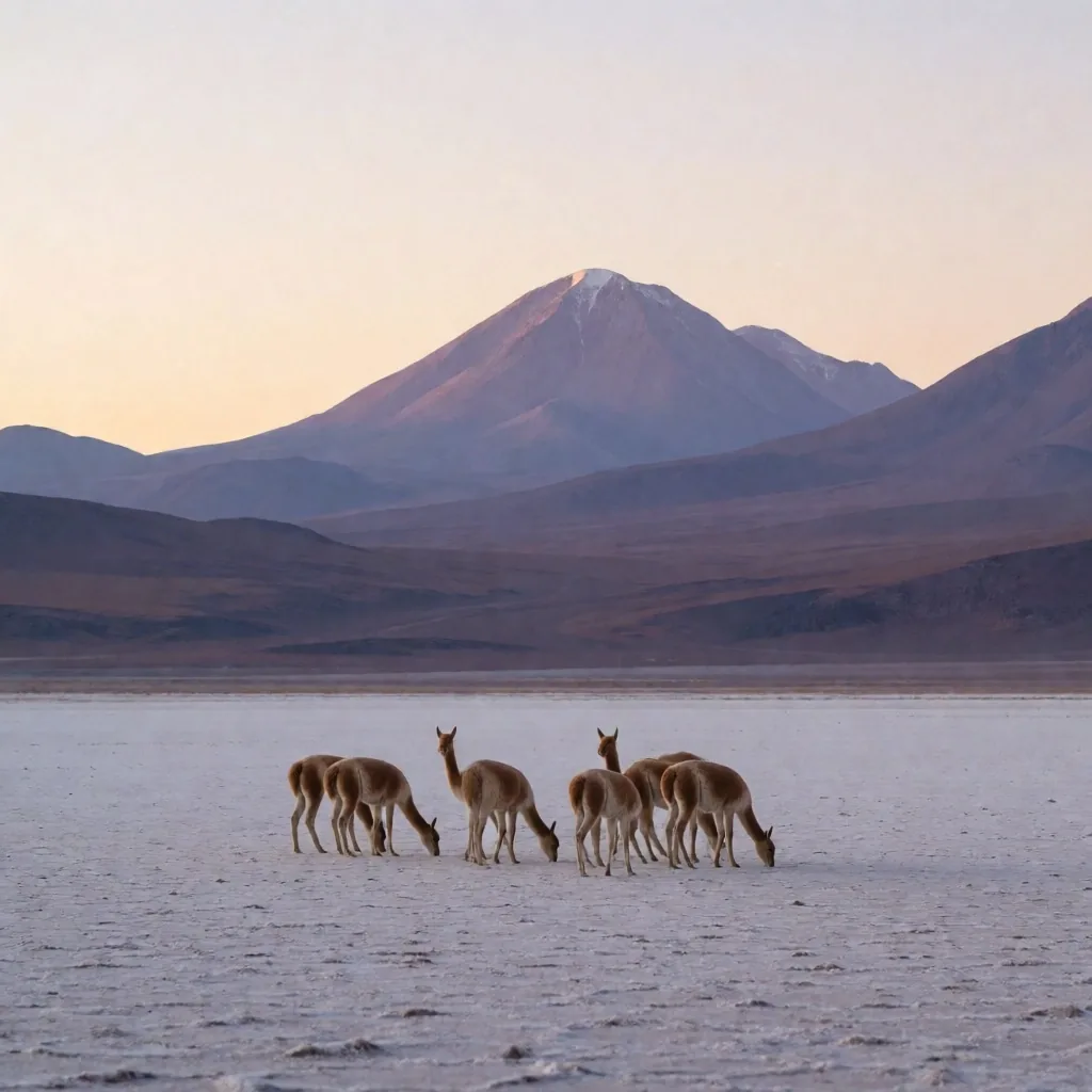 Vicuña en la Puna argentina al amanecer